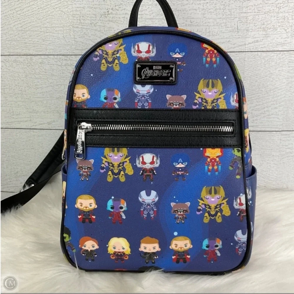 Loungefly Kids Backpack - Blue with Marvel Characters Comic Con